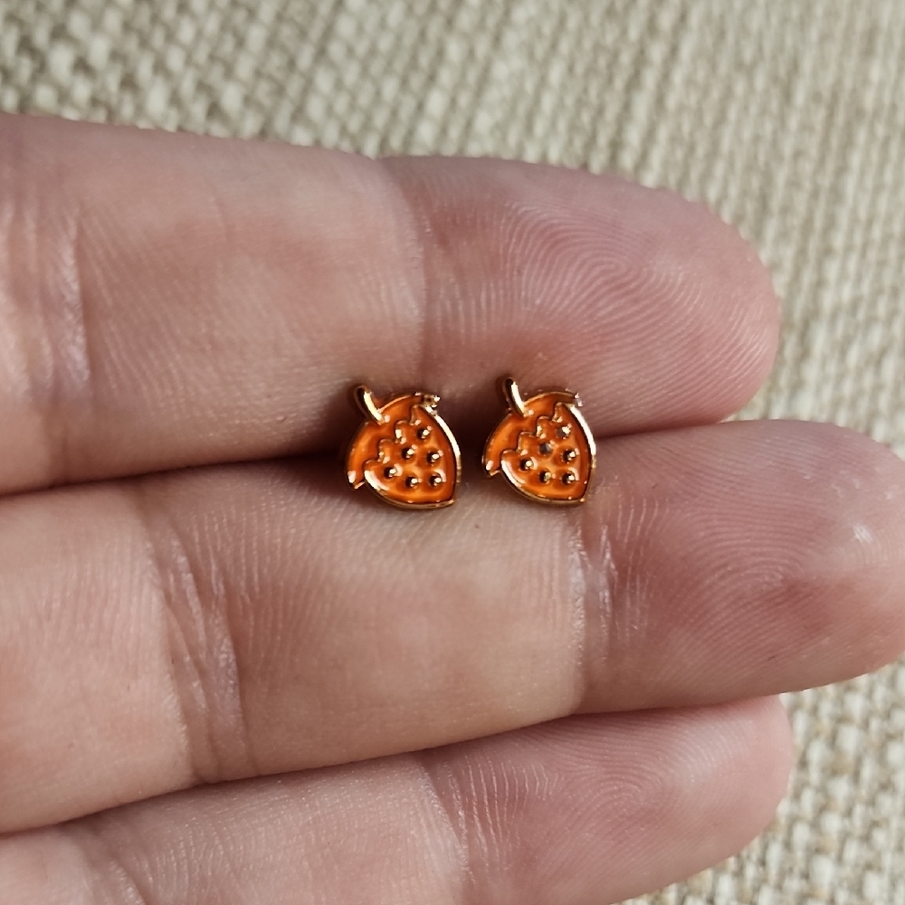 Gold Strawberry Stud Earrings